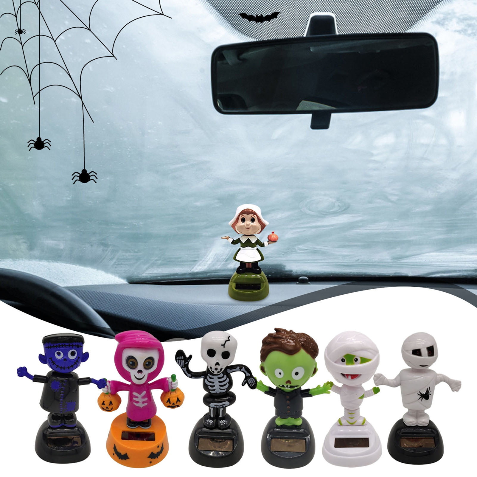 UDIYO Halloween Solar Dancing Toy Halloween Dashboard Toys Witch Solar Powered Bobble Head Toy