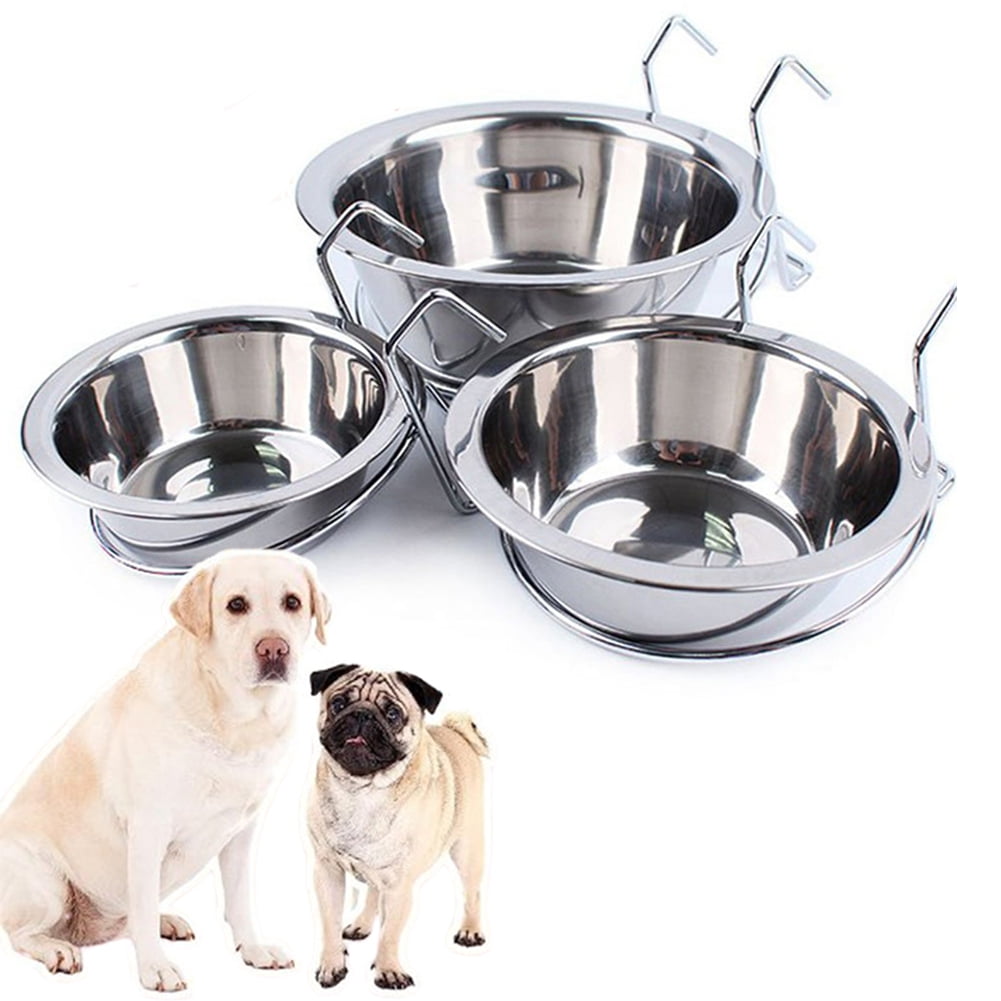 UDIYO Hanging Pet Bowl, StainlessSteel Dog Bowls, Kennel, and Crate