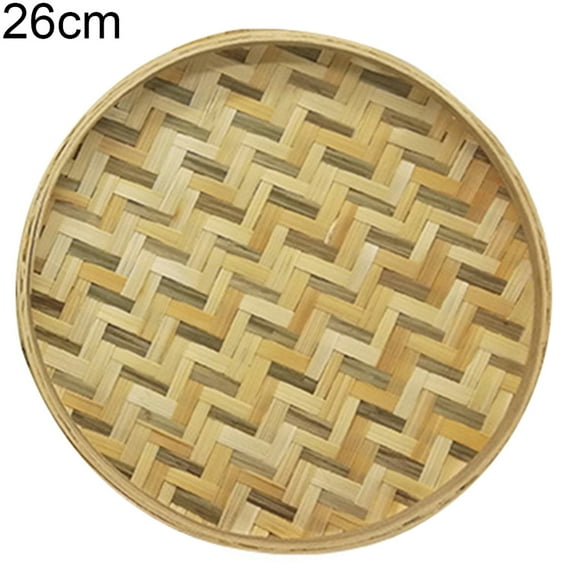 UDIYO Home Round Shape Handmade Bamboo Weaving Sieve Fruit Tea Basket Storage Organizer