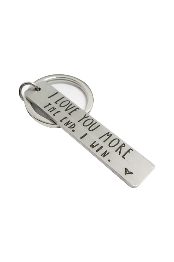 I LOVE YOU MORE THE END Letter Strip Keychain Key Ring Holder Lovers Gift Decor