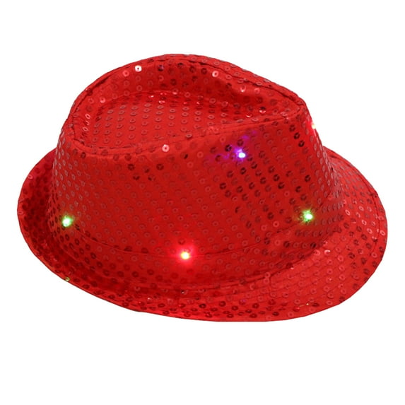 UDIYO Jazz Hat Glowing Sequins LED Portable Shining Hat for Performance