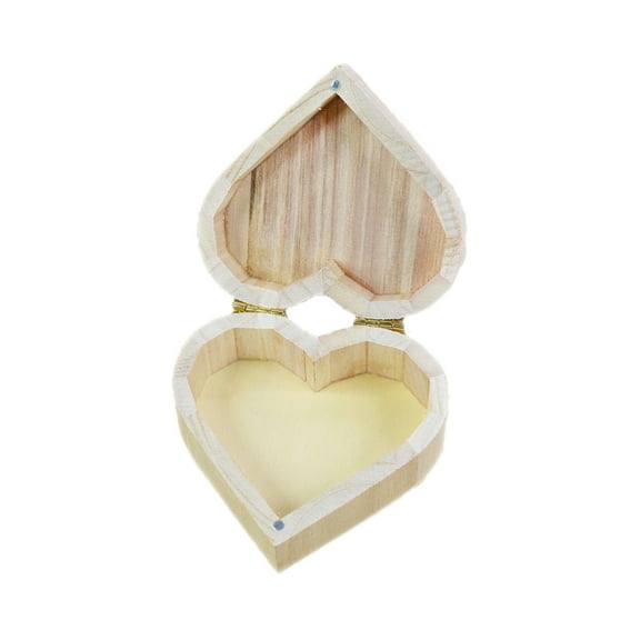 UDIYO Jewelry Box Portable Heart Shape Wood Large Capacity Ring Case for Table