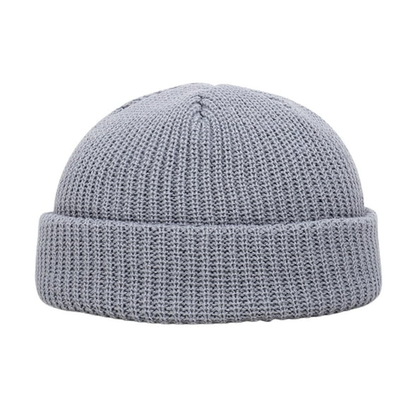 UDIYO Knitted Hat Hip Hop Casual Flanging Stretchy Soft Keep Warm Solid Color Autumn Winter Women Men Skull Beanie Cap for Outdoor