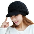 thumbnail image 1 of UDIYO Knitted Hat Warm Flat Brim Shape Rabbit Fashion Women Cold Hat for Cold Weather, 1 of 8