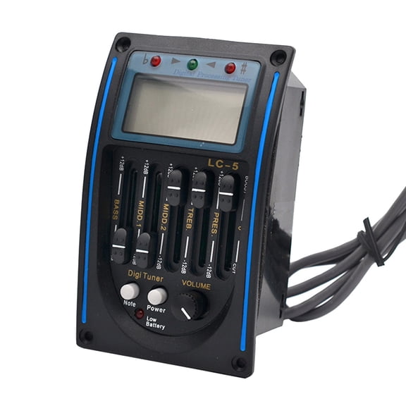 UDIYO LC-5 Acoustic Guitar Piezo Pickup 5 Bands Backlight Preamp EQ Equalizer Tuner