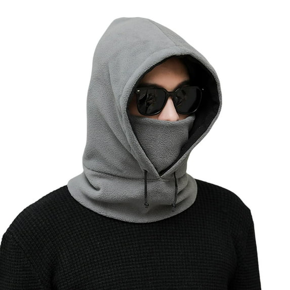 UDIYO Men Beanies Hat Solid Color Ear Polar Fleece Windproof Korean Style Cap Thicken Warm Balaclava for Ski Cycling