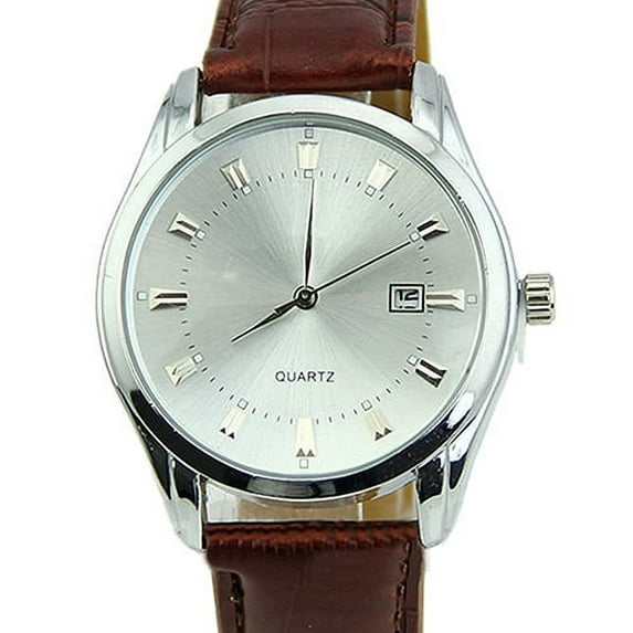 UDIYO Men Casual Faux Leather Band Date Calendar Dial Analog Quartz Wrist Watch