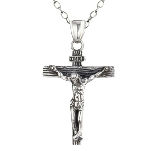 UDIYO Men Necklace Jesus Cross Dangle Anti Rust Stainless Steel Jesus Pendant Necklace Jewelry for Party