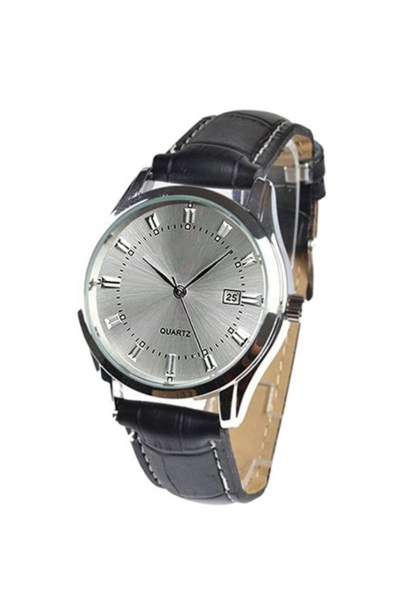 Men Vintage Date Calendar Dial Faux Leather Business Analog Quartz Wrist Watch