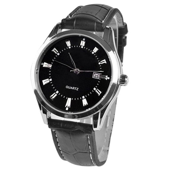 UDIYO Men Vintage Date Calendar Dial Faux Leather Business Analog Quartz Wrist Watch