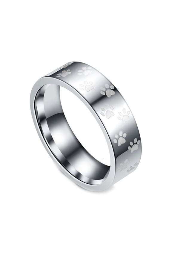 Men Women Cute Animal Paw Print Titanium Steel Finger Ring Jewelry Birthday Gift