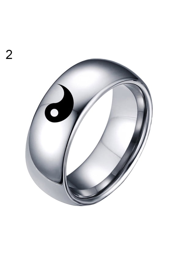 Men Women Yin Yang Sign Band Fashion Titanium Steel Ring Lover Couple Jewelry