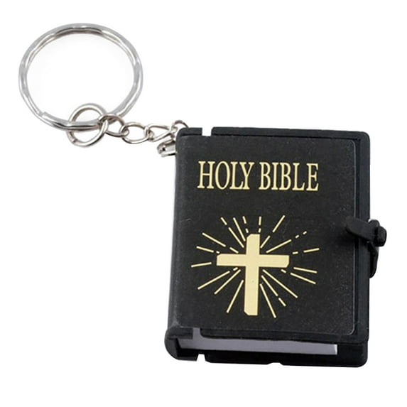 UDIYO Mini Key Chain Holy Bible Cross Pendant Religious Christian Keyring Decor Gift