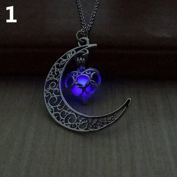UDIYO Moon Glowing Turquoise Pendant Charm Jewelry Chain Necklace Halloween Gifts