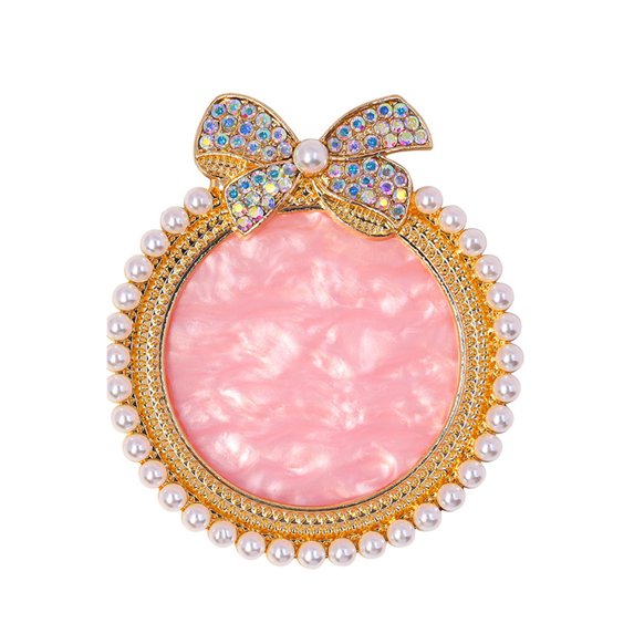 UDIYO Nail Art Palette Faux Pearl Design Sparkling with Bow-knot Vivid Color Stunning Visual Effect Decorative Resin Round False Nail Tips Mixing Color Drawing Palette for Nail Sal