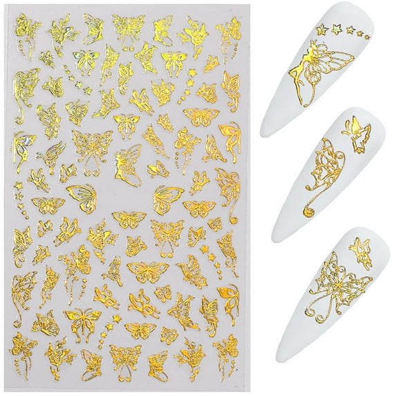 UDIYO Nail Decal Butterfly Shape Manicure Accessories PET DIY Manicure Nail Decal for Nail Art Salon