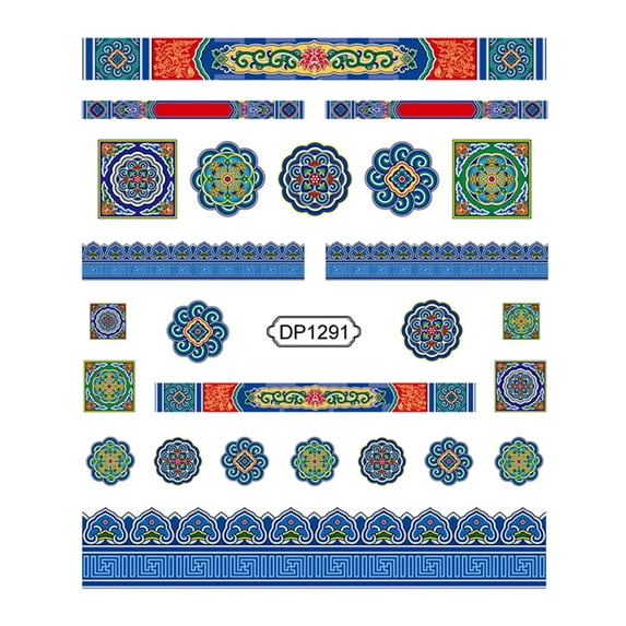 UDIYO Nail Sticker Chinese Style Exquisite Pattern Paper Colorful Fingernail Decal DIY Nail Art Ornament Beauty Accessories
