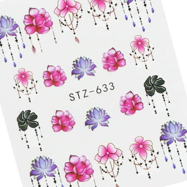 UDIYO Nail Sticker Flower Water Transfer Black Necklaces Jewelry Nail Decal for Professional Salon