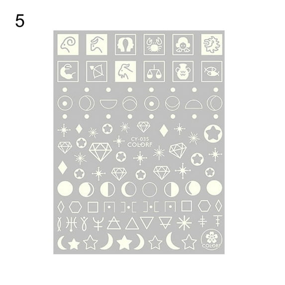 UDIYO Nail Sticker Fluorescent Effect Glowing In Dark Good Adhesion Luminous Nail Stickers Flame Butterfly Star Slider for Manicure