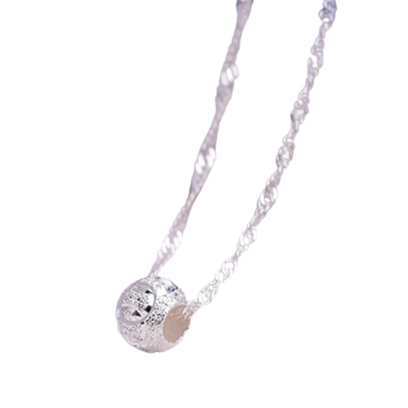 UDIYO Necklace with Lucky Bead Water Wave Chain Silver Stainless Shiny Women Pendant Necklace for Travel Souvenirs