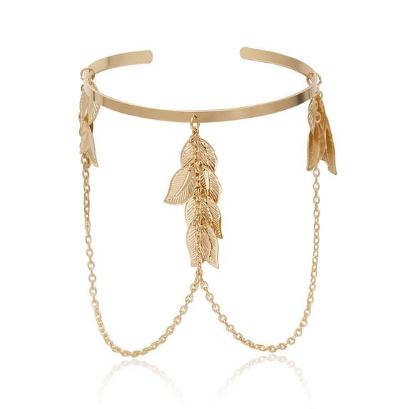 UDIYO Opening Adjustable Thin Arm Bangle Bohemian Leaf Charm Upper Arm Bracelet Fashion Accessories