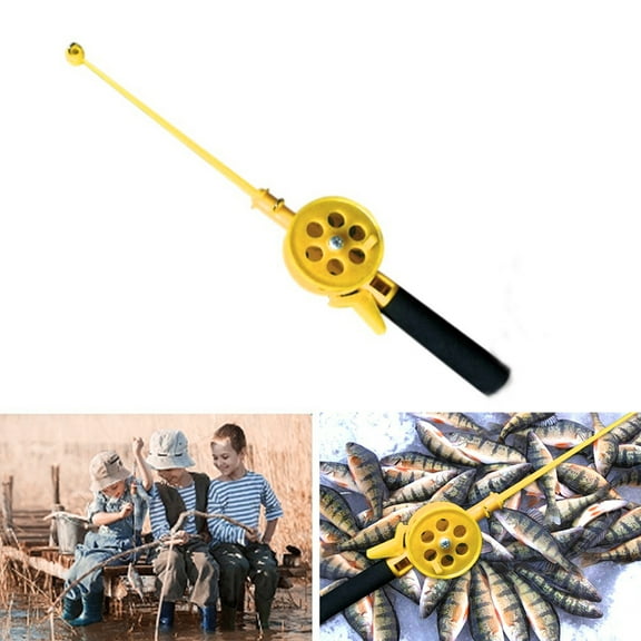UDIYO Outdoor Kids Portable Ice Fishing Rod Plastic Pole With Reels Wheel Accessory