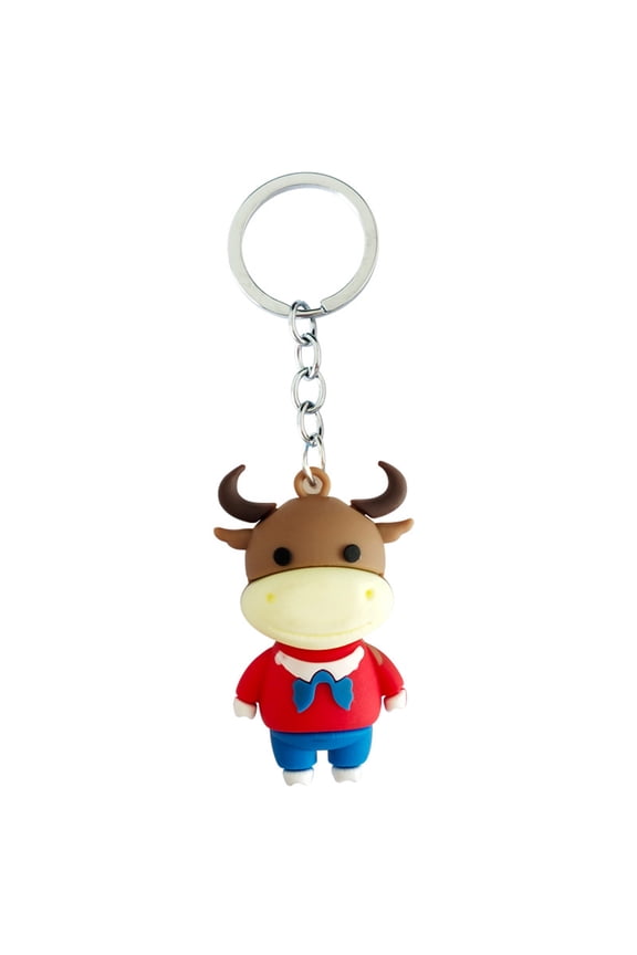 Ox Year Cow Doll Car Keychain Keyring Storage Bag Ornament Small Pendant Gift