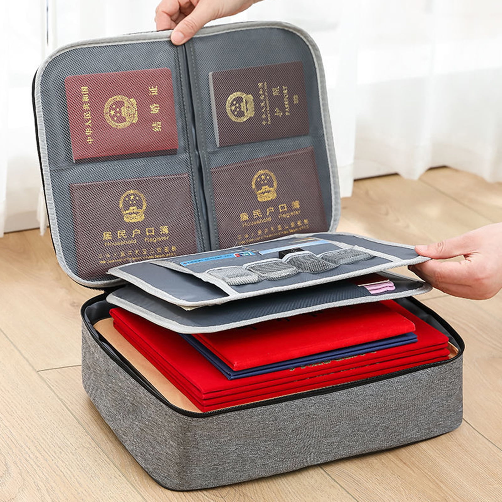 UDIYO Oxford Cloth File Organizer Bag Environmental Protection with Net Pocket Portable Compact File Storage Bag for Certificate