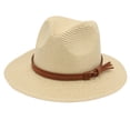 thumbnail image 1 of UDIYO Panama Hat Straw Weaving UV Protection Men Women Foldable Anti Sun Cap for Beach, 1 of 8