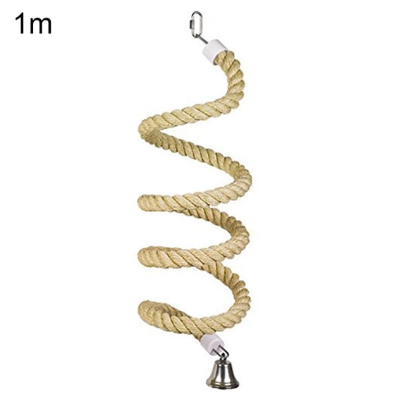 UDIYO Pet Bird Parrot Bell Stand Perch Cotton Rope Chewing Bar Cage Hanging Swing Toy