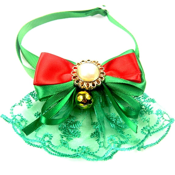 UDIYO Pet Dog Puppy Cat Lace Bell Bow Fake Pearl Adjustable Collar Neck Strap Necklace