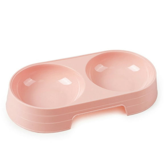 UDIYO Pet Puppy Dog Cat Food Water Dish No Slip Feeder Double Plastic Dispenser Bowl