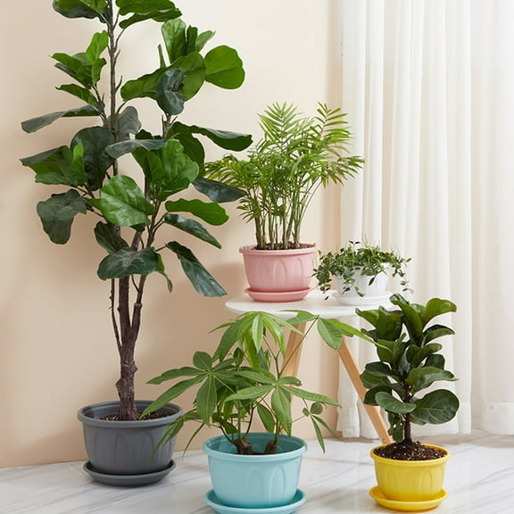 UDIYO Plastic Planters Indoor Flower Plant Pots, Flower Seedlings Nursery Pot/Planter/Flower Pot with Pallet, Modern Decorative Gardening Containers