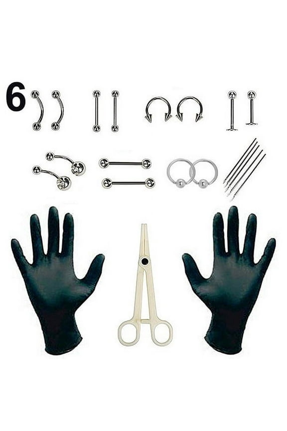 Professional Body Piercing Tool Kit Ear Nose Navel Nipple Stainless Steel Needles Set