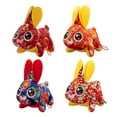thumbnail image 1 of UDIYO Rabbit Zodiac Mascot Chinese Knot Embroidery Pattern Cute Festival Doll Plushies Car Decoration Soft Stuffed Cartoon Bunny Animal Doll Pendant for 2023 New Year, 1 of 7