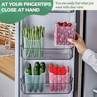 UDIYO Refrigerator Organizer Bins, Fridge Side Door Storage Containers Plastic Translucent Pack of 3