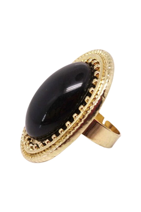 Ring Adjustable Big Oval Inlaid Alloy Natural Gem Stone Ring for Dating