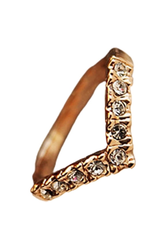 Ring V-shaped Elegant Women Rhinestone Finger Ring for Wedding