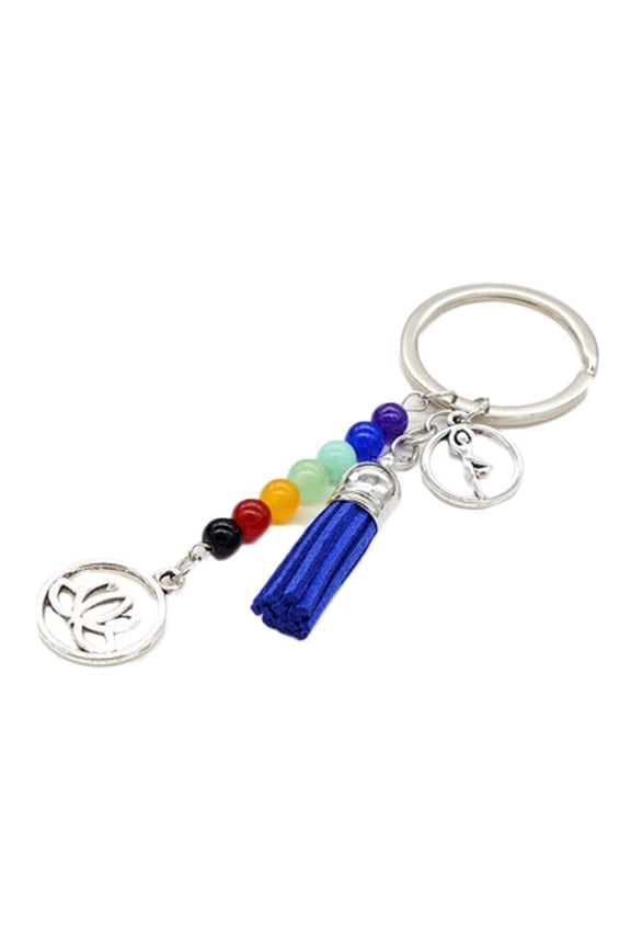 Seven Chakra Yoga Energy Fitness Keyring Keychain Lotus Tassel Pendant Gift