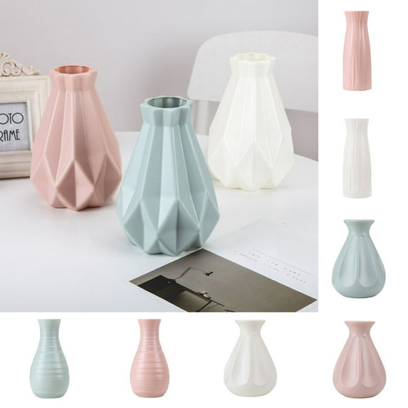 UDIYO Shatter-Proof Flower Tabletops Vases for Modern Home Décor,Vaser Minimalist Nordic Boho Ins Style for Bedroom,Kitchen,Living Room,Office and Wedding(White/Green /Pink)