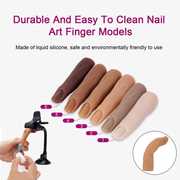 UDIYO Silicone Nail Training Finger, Nail Practice Fingers for Acrylic Nails, Soft Nail Training Model Practice Finger DIY Nails Practice