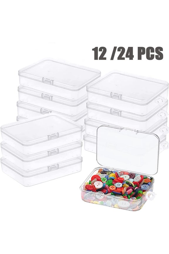 Small Clear Plastic Beads Storage Containers Box with Lid for Storage of Small Items, Crafts, Jewelry, Hardware