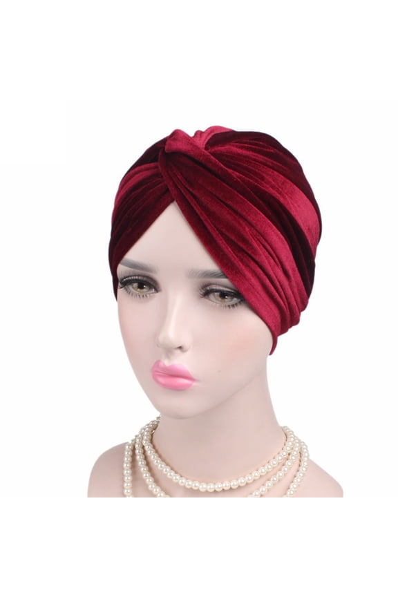 Soft Velvet Head Scarf Stretch Wrap Cross Twist Cap Headwear Women Accessory