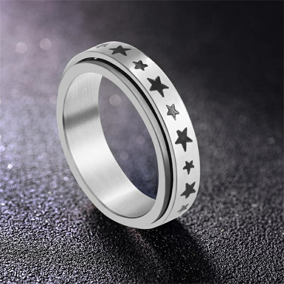 UDIYO Spinner Rings Long Lasting Unisex Anti-rust Alloy Moon Star Fidget Ring Stress Relieving Anxiety Ring for Party
