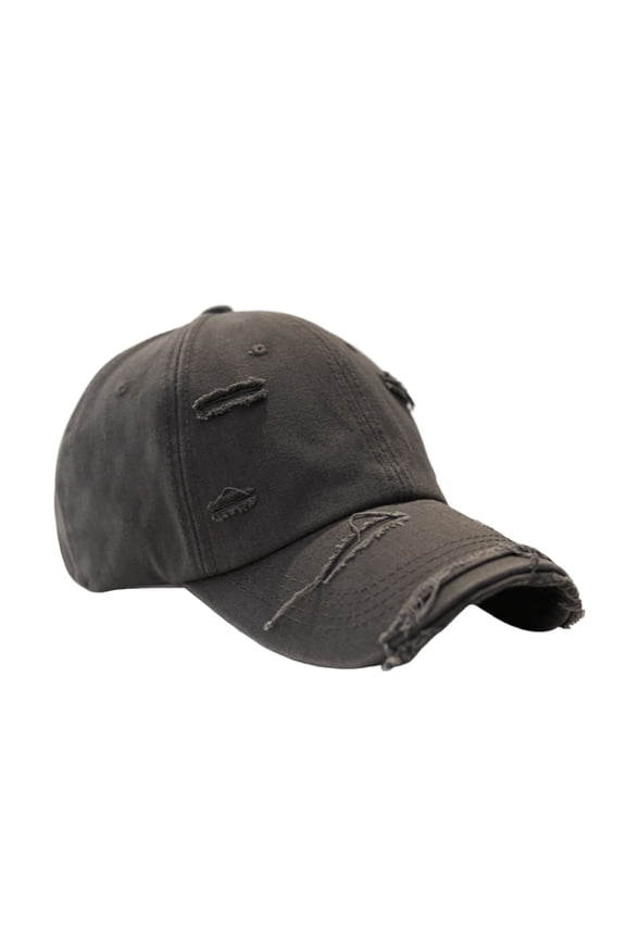 Sun Extended Brim Adjustable Bucket Baseball Cap Distressed Ripped Hole Unisex Hat Fashion Accessories