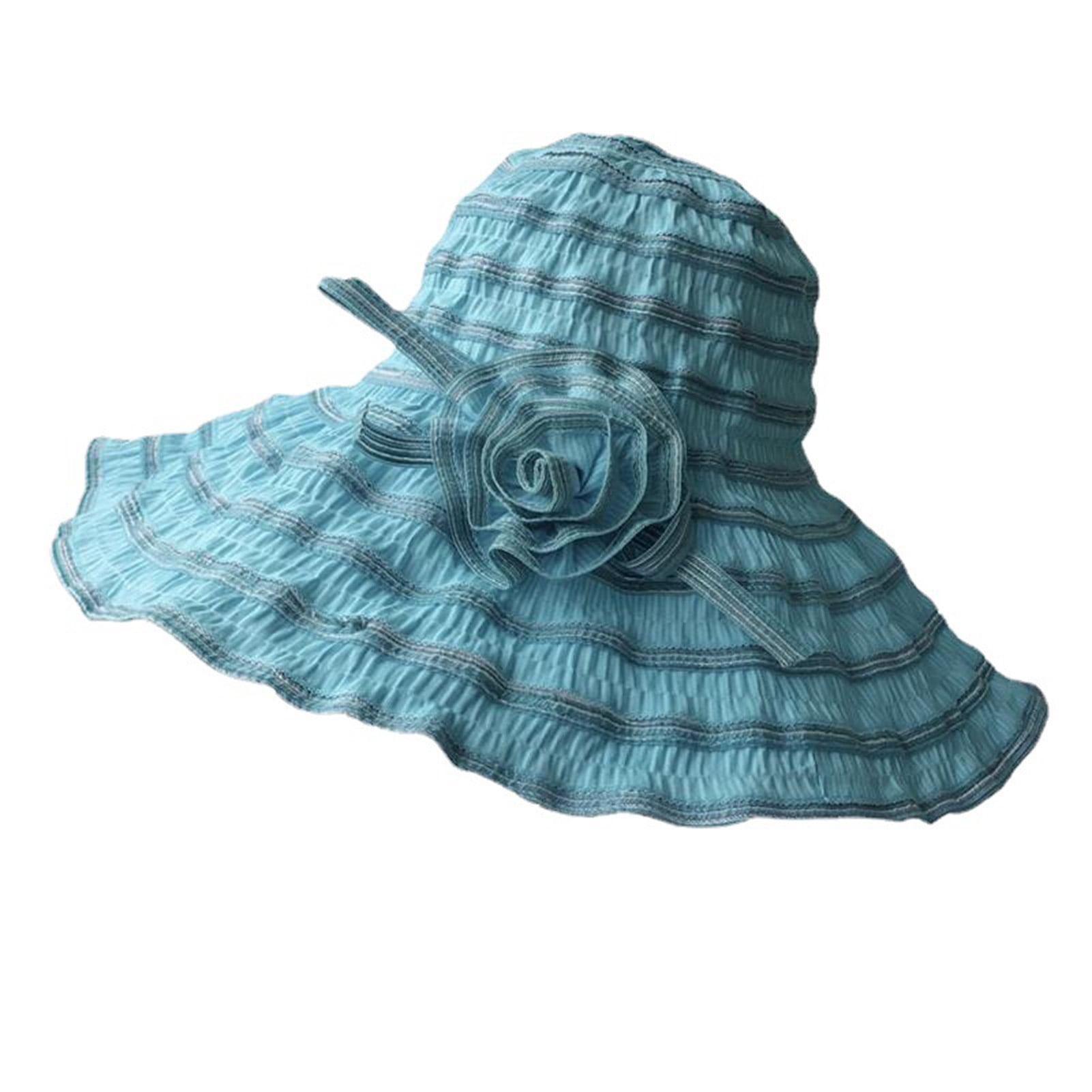UDIYO Sun Hat Flower Foldable Spring Summer UV Protection Wide Brim Cap ...