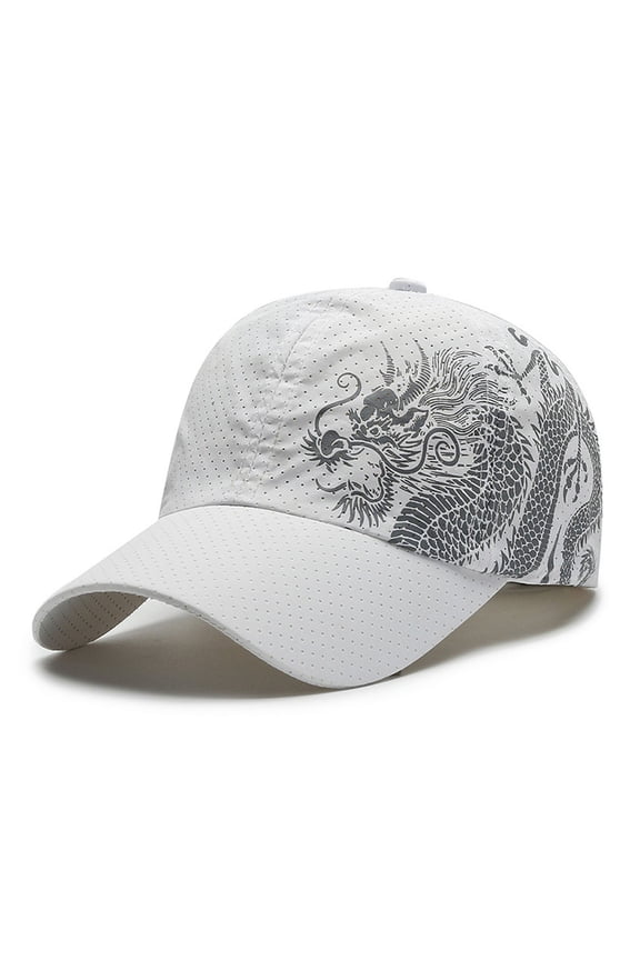 Sunshade Cap Ultralight Quick Drying Chinese Style Dragon Print Baseball Hat for Outdoor