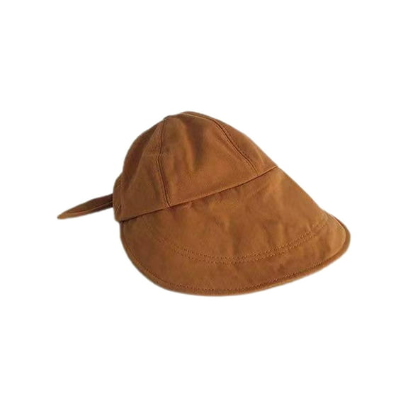 UDIYO Sunshade Hat Back Bowknot Big Brim Round Top Adjustable Breathable Anti-UV Cotton Solid Color Bucket Hat for Beach