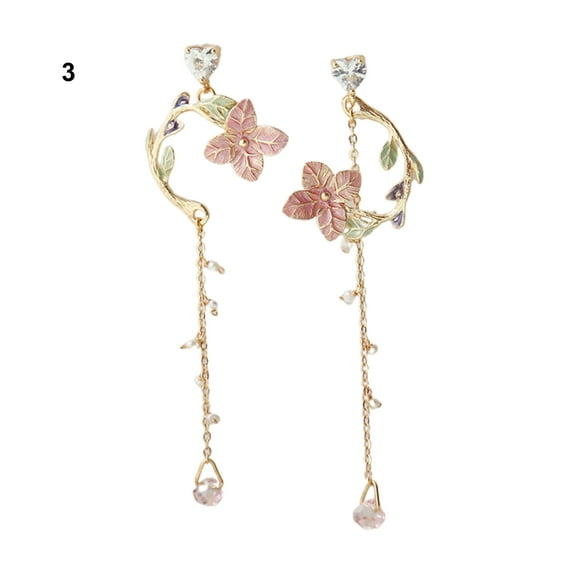 UDIYO Tassel Earrings Faux Crystals Comfortable Sweet Colorful Geometrical Pierced Earrings for Date