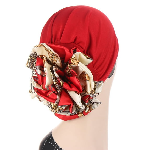 UDIYO Turban Cap Leopard Cloth Flower Headgear Brimless Pure Color Scarf Hat for Spa
